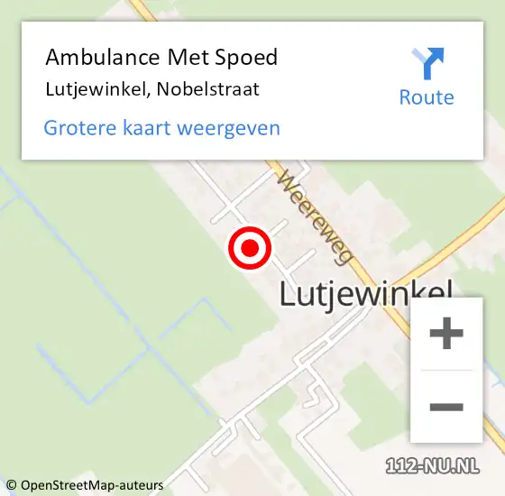 Locatie op kaart van de 112 melding: Ambulance Met Spoed Naar Lutjewinkel, Nobelstraat op 3 november 2015 14:01