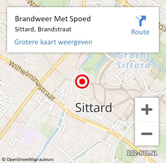 Locatie op kaart van de 112 melding: Brandweer Met Spoed Naar Sittard, Brandstraat op 3 november 2015 14:16