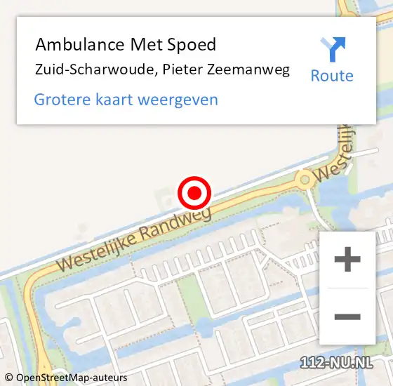 Locatie op kaart van de 112 melding: Ambulance Met Spoed Naar Zuid-Scharwoude, Pieter Zeemanweg op 3 november 2015 14:33