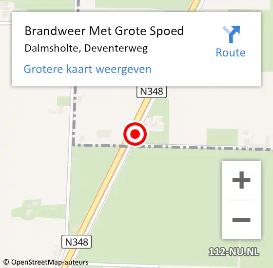 Locatie op kaart van de 112 melding: Brandweer Met Grote Spoed Naar Dalmsholte, Deventerweg op 3 november 2015 14:34