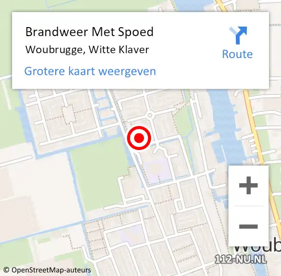 Locatie op kaart van de 112 melding: Brandweer Met Spoed Naar Woubrugge, Witte Klaver op 3 november 2015 14:39