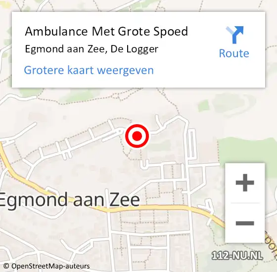 Locatie op kaart van de 112 melding: Ambulance Met Grote Spoed Naar Egmond aan Zee, De Logger op 3 november 2015 14:44