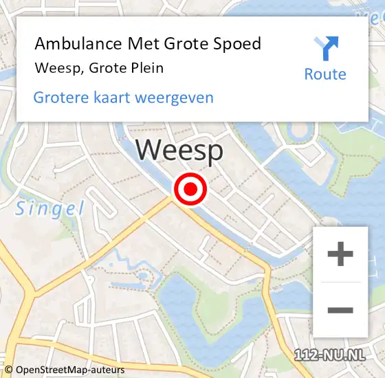 Locatie op kaart van de 112 melding: Ambulance Met Grote Spoed Naar Weesp, Grote Plein op 3 november 2015 14:48