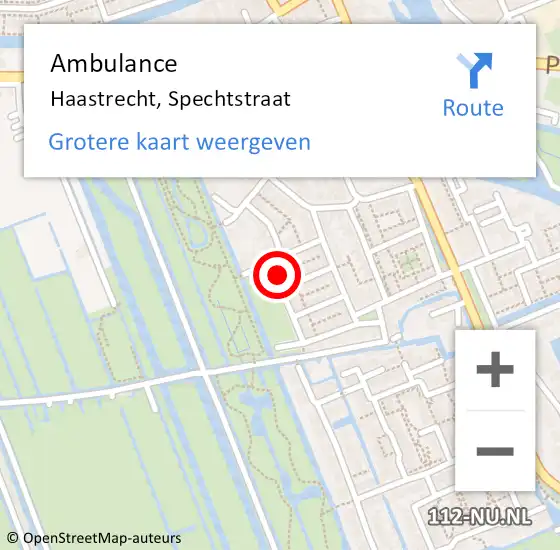 Locatie op kaart van de 112 melding: Ambulance Haastrecht, Spechtstraat op 3 november 2015 18:37