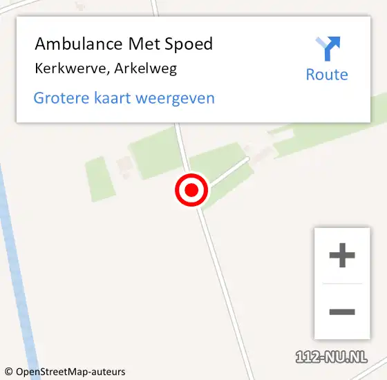 Locatie op kaart van de 112 melding: Ambulance Met Spoed Naar Kerkwerve, Arkelweg op 3 november 2015 18:51