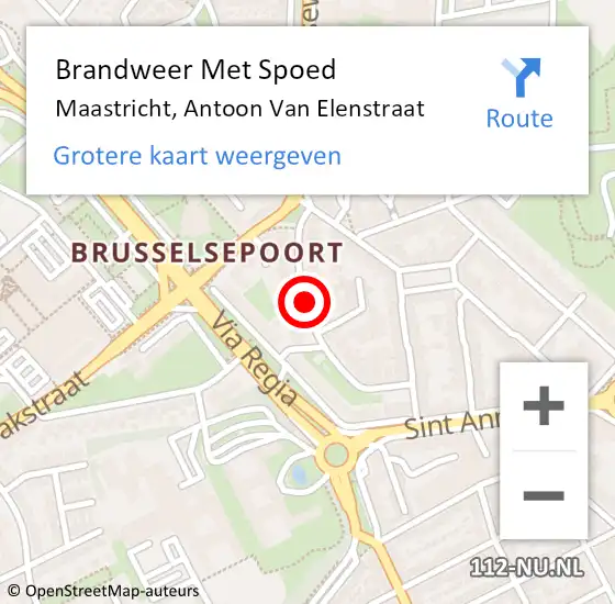 Locatie op kaart van de 112 melding: Brandweer Met Spoed Naar Maastricht, Antoon Van Elenstraat op 3 november 2015 19:17