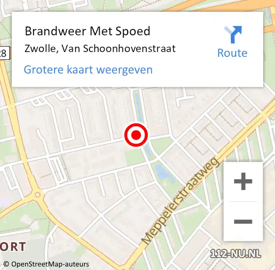 Locatie op kaart van de 112 melding: Brandweer Met Spoed Naar Zwolle, Van Schoonhovenstraat op 3 november 2015 20:51