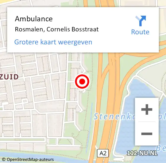 Locatie op kaart van de 112 melding: Ambulance Rosmalen, Cornelis Bosstraat op 3 november 2015 20:53