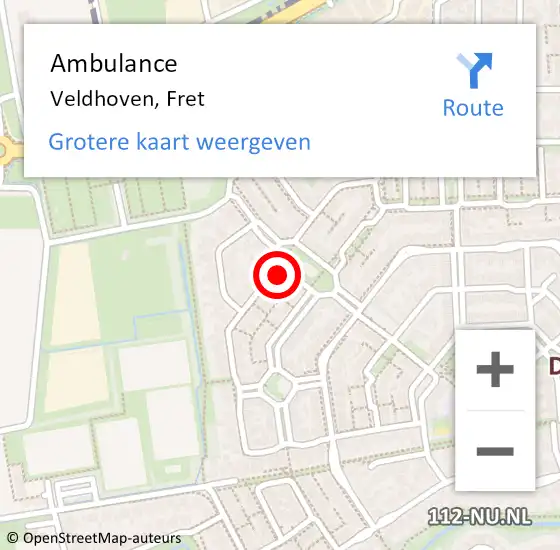 Locatie op kaart van de 112 melding: Ambulance Veldhoven, Fret op 3 november 2015 20:54