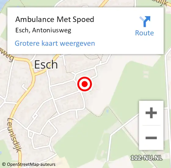 Locatie op kaart van de 112 melding: Ambulance Met Spoed Naar Esch, Antoniusweg op 3 november 2015 22:53