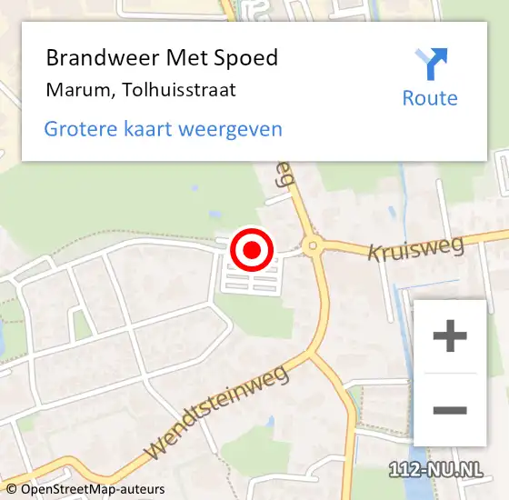 Locatie op kaart van de 112 melding: Brandweer Met Spoed Naar Marum, Tolhuisstraat op 3 november 2015 23:59