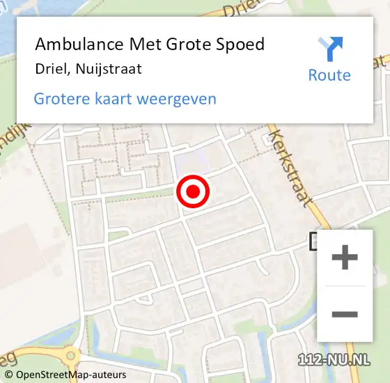 Locatie op kaart van de 112 melding: Ambulance Met Grote Spoed Naar Driel, Nuijstraat op 4 november 2015 01:03