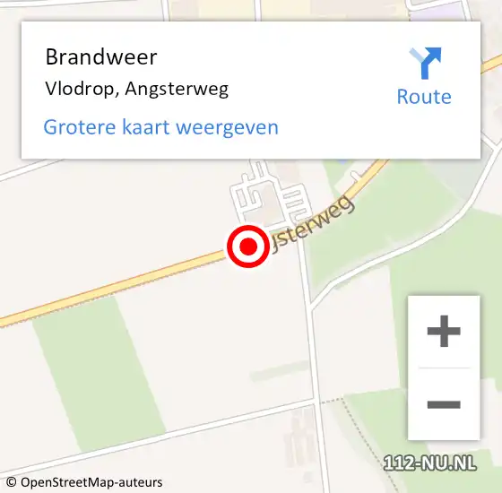 Locatie op kaart van de 112 melding: Brandweer Vlodrop, Angsterweg op 4 november 2015 01:29