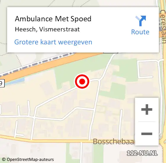 Locatie op kaart van de 112 melding: Ambulance Met Spoed Naar Heesch, Vismeerstraat op 4 november 2015 01:36