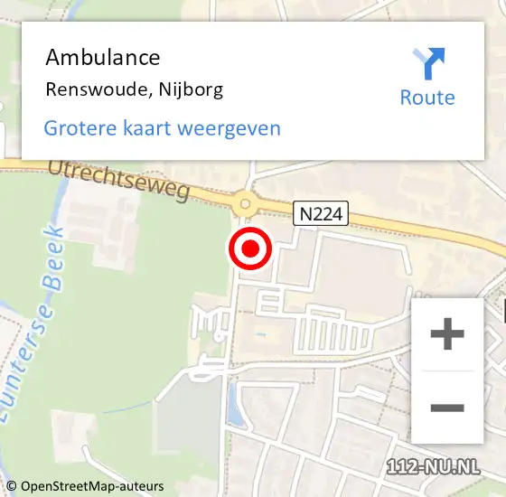 Locatie op kaart van de 112 melding: Ambulance Renswoude, Nijborg op 4 november 2015 03:31