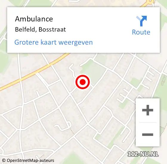 Locatie op kaart van de 112 melding: Ambulance Belfeld, Bosstraat op 4 november 2015 07:55