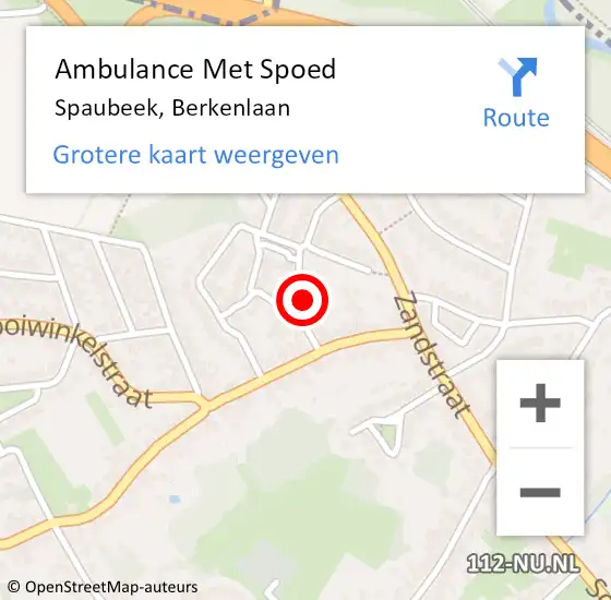 Locatie op kaart van de 112 melding: Ambulance Met Spoed Naar Spaubeek, Berkenlaan op 13 september 2013 22:08