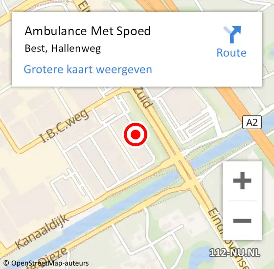 Locatie op kaart van de 112 melding: Ambulance Met Spoed Naar Best, Hallenweg op 4 november 2015 08:34