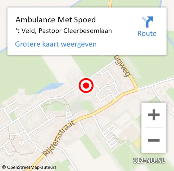 Locatie op kaart van de 112 melding: Ambulance Met Spoed Naar 't Veld, Pastoor Cleerbesemlaan op 4 november 2015 08:56