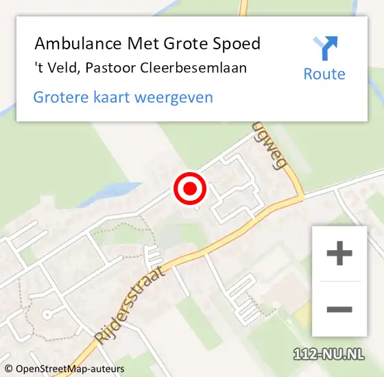 Locatie op kaart van de 112 melding: Ambulance Met Grote Spoed Naar 't Veld, Pastoor Cleerbesemlaan op 4 november 2015 08:57