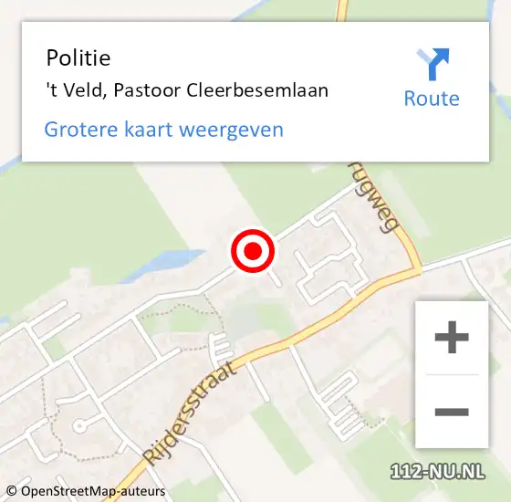 Locatie op kaart van de 112 melding: Politie 't Veld, Pastoor Cleerbesemlaan op 4 november 2015 09:00