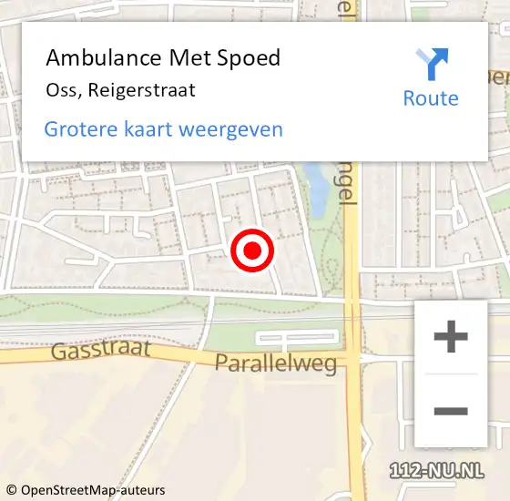 Locatie op kaart van de 112 melding: Ambulance Met Spoed Naar Oss, Reigerstraat op 4 november 2015 09:03