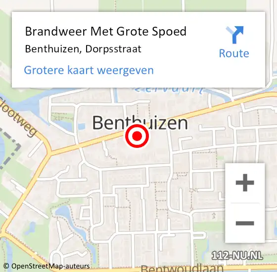 Locatie op kaart van de 112 melding: Brandweer Met Grote Spoed Naar Benthuizen, Dorpsstraat op 4 november 2015 10:22