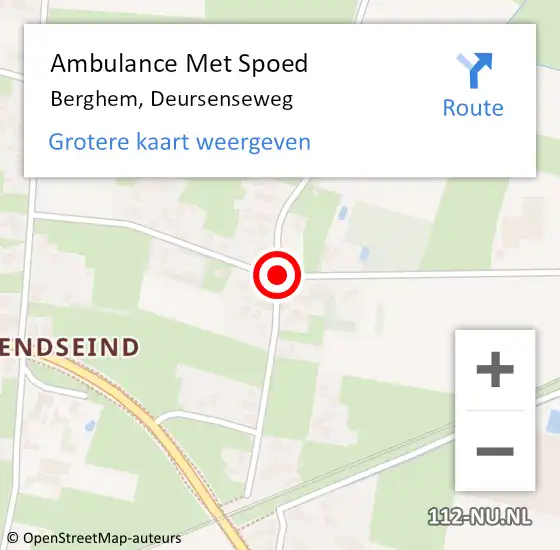 Locatie op kaart van de 112 melding: Ambulance Met Spoed Naar Berghem, Deursenseweg op 4 november 2015 11:21