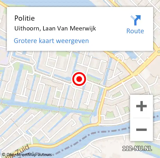 Locatie op kaart van de 112 melding: Politie Uithoorn, Laan Van Meerwijk op 4 november 2015 11:36