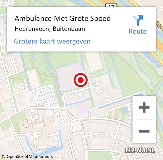 Locatie op kaart van de 112 melding: Ambulance Met Grote Spoed Naar Heerenveen, Buitenbaan op 4 november 2015 11:39