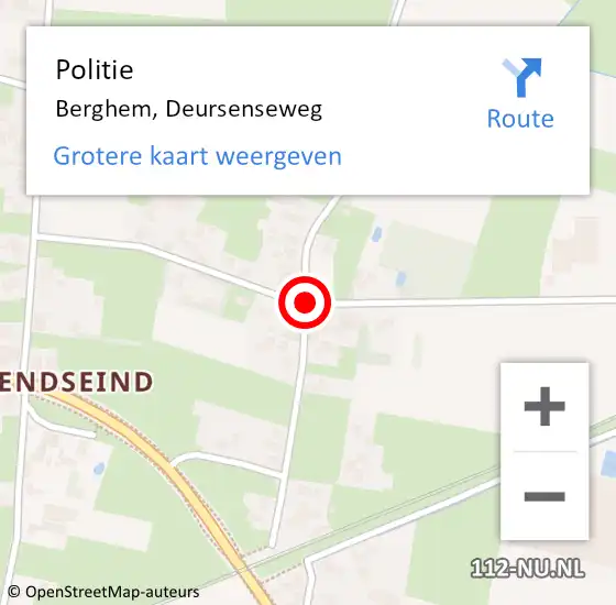 Locatie op kaart van de 112 melding: Politie Berghem, Deursenseweg op 4 november 2015 11:47