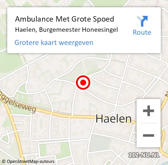 Locatie op kaart van de 112 melding: Ambulance Met Grote Spoed Naar Haelen, Burgemeester Honeesingel op 4 november 2015 11:48