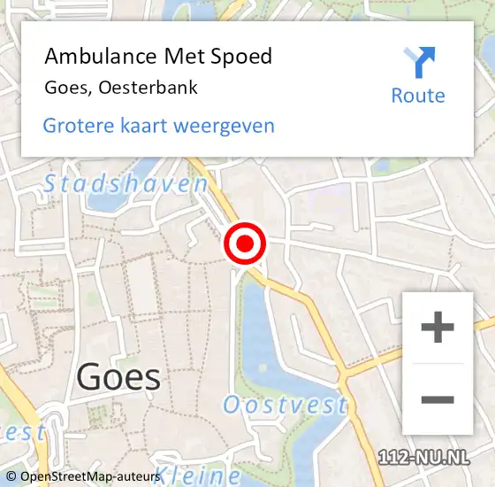 Locatie op kaart van de 112 melding: Ambulance Met Spoed Naar Goes, Oesterbank op 4 november 2015 11:50