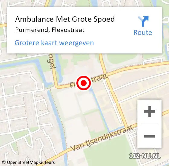 Locatie op kaart van de 112 melding: Ambulance Met Grote Spoed Naar Purmerend, Flevostraat op 4 november 2015 14:01