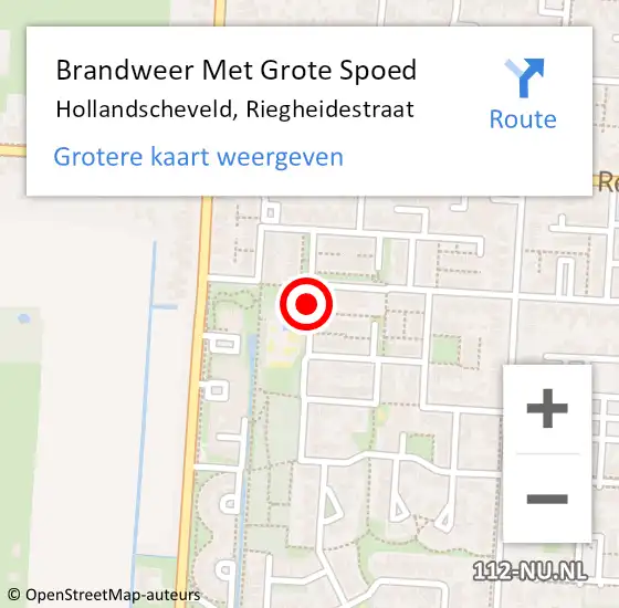 Locatie op kaart van de 112 melding: Brandweer Met Grote Spoed Naar Hollandscheveld, Riegheidestraat op 4 november 2015 14:16