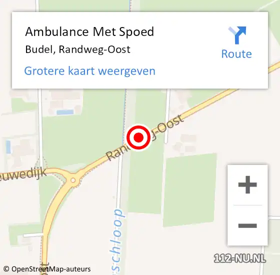 Locatie op kaart van de 112 melding: Ambulance Met Spoed Naar Budel, Randweg-Oost op 4 november 2015 14:17