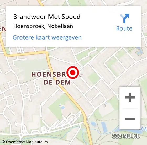 Locatie op kaart van de 112 melding: Brandweer Met Spoed Naar Hoensbroek, Nobellaan op 4 november 2015 14:18