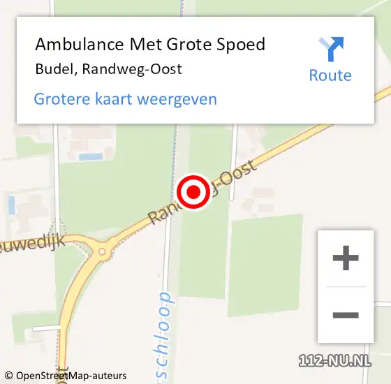 Locatie op kaart van de 112 melding: Ambulance Met Grote Spoed Naar Budel, Randweg-Oost op 4 november 2015 14:28