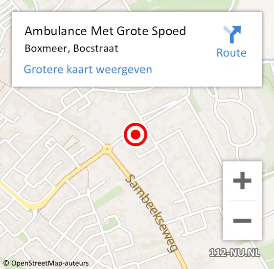 Locatie op kaart van de 112 melding: Ambulance Met Grote Spoed Naar Boxmeer, Bocstraat op 4 november 2015 14:37