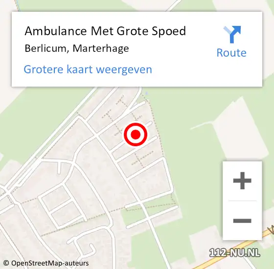 Locatie op kaart van de 112 melding: Ambulance Met Grote Spoed Naar Berlicum, Marterhage op 25 november 2013 21:31