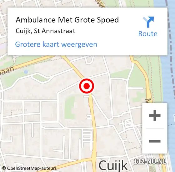 Locatie op kaart van de 112 melding: Ambulance Met Grote Spoed Naar Cuijk, St Annastraat op 4 november 2015 16:00