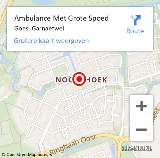 Locatie op kaart van de 112 melding: Ambulance Met Grote Spoed Naar Goes, Garnaetwei op 4 november 2015 16:18