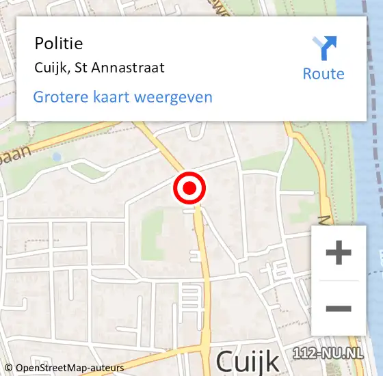 Locatie op kaart van de 112 melding: Politie Cuijk, St Annastraat op 4 november 2015 16:20