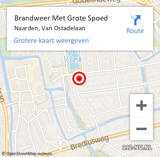 Locatie op kaart van de 112 melding: Brandweer Met Grote Spoed Naar Naarden, Van Ostadelaan op 4 november 2015 16:22