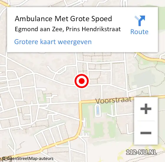 Locatie op kaart van de 112 melding: Ambulance Met Grote Spoed Naar Egmond aan Zee, Prins Hendrikstraat op 4 november 2015 16:33