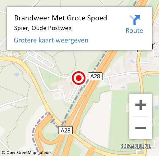 Locatie op kaart van de 112 melding: Brandweer Met Grote Spoed Naar Spier, Oude Postweg op 4 november 2015 16:46