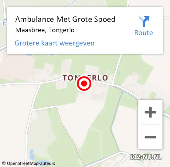 Locatie op kaart van de 112 melding: Ambulance Met Grote Spoed Naar Maasbree, Tongerlo op 4 november 2015 16:48