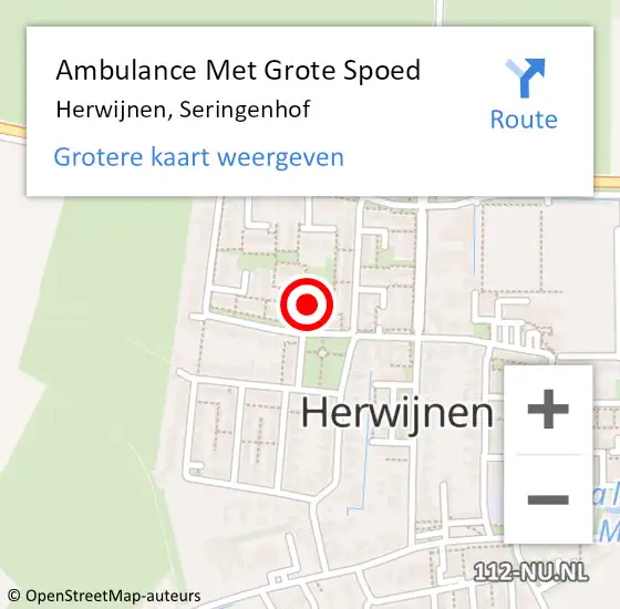 Locatie op kaart van de 112 melding: Ambulance Met Grote Spoed Naar Herwijnen, Seringenhof op 4 november 2015 18:28