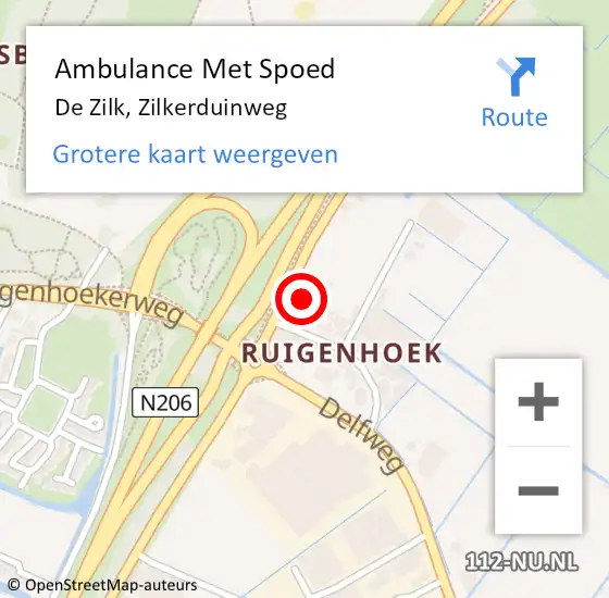 Locatie op kaart van de 112 melding: Ambulance Met Spoed Naar De Zilk, Zilkerduinweg op 4 november 2015 18:30