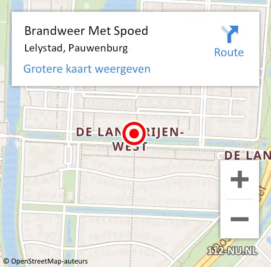 Locatie op kaart van de 112 melding: Brandweer Met Spoed Naar Lelystad, Pauwenburg op 25 november 2013 22:18